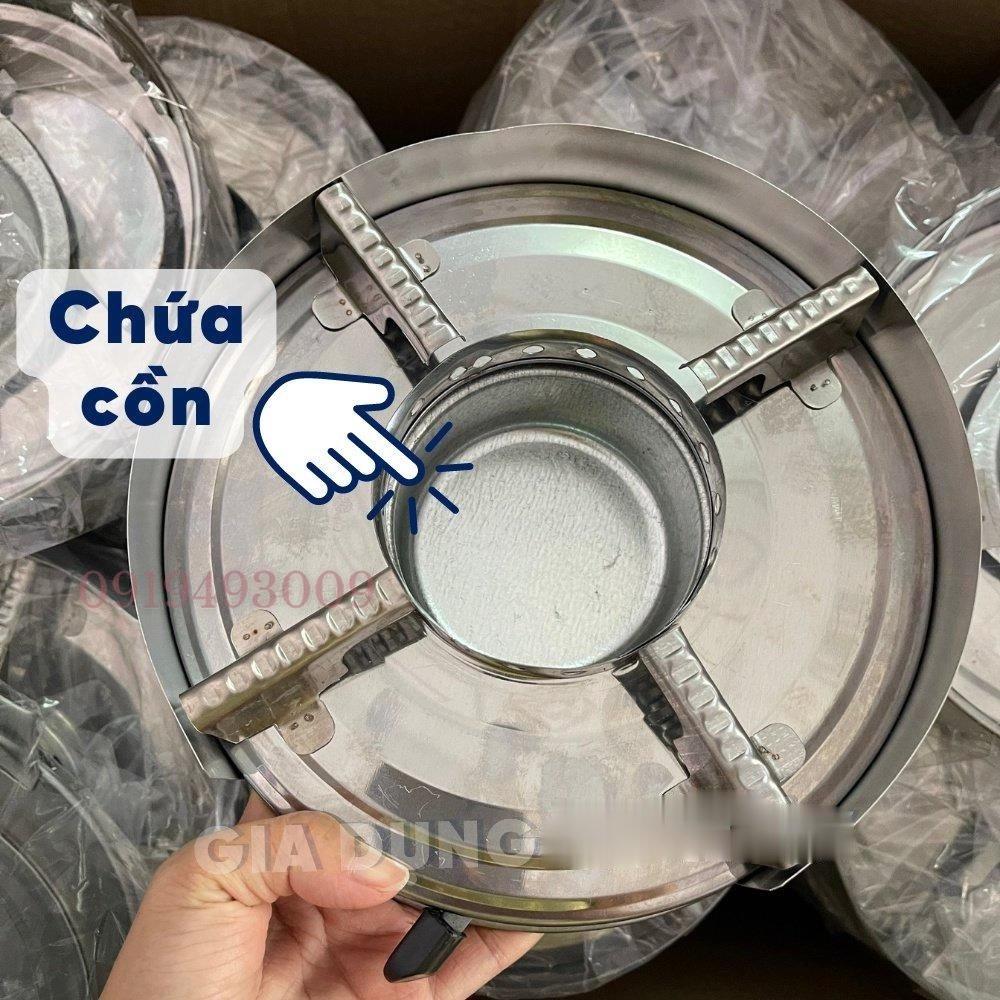 Bếp cồn inox có kiềng chắn gió dùng nấu lẩu bàn quán ăn hoặc mang theo du lịch dã ngoại - BẾP CỒN INOX gia dụng KNY SHOP