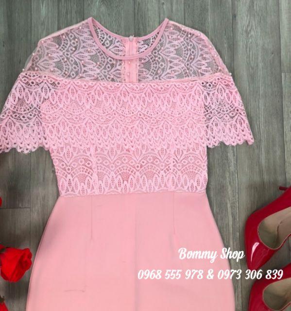 Đầm body phối ren bèo kết hạt hàng Thiết Kế