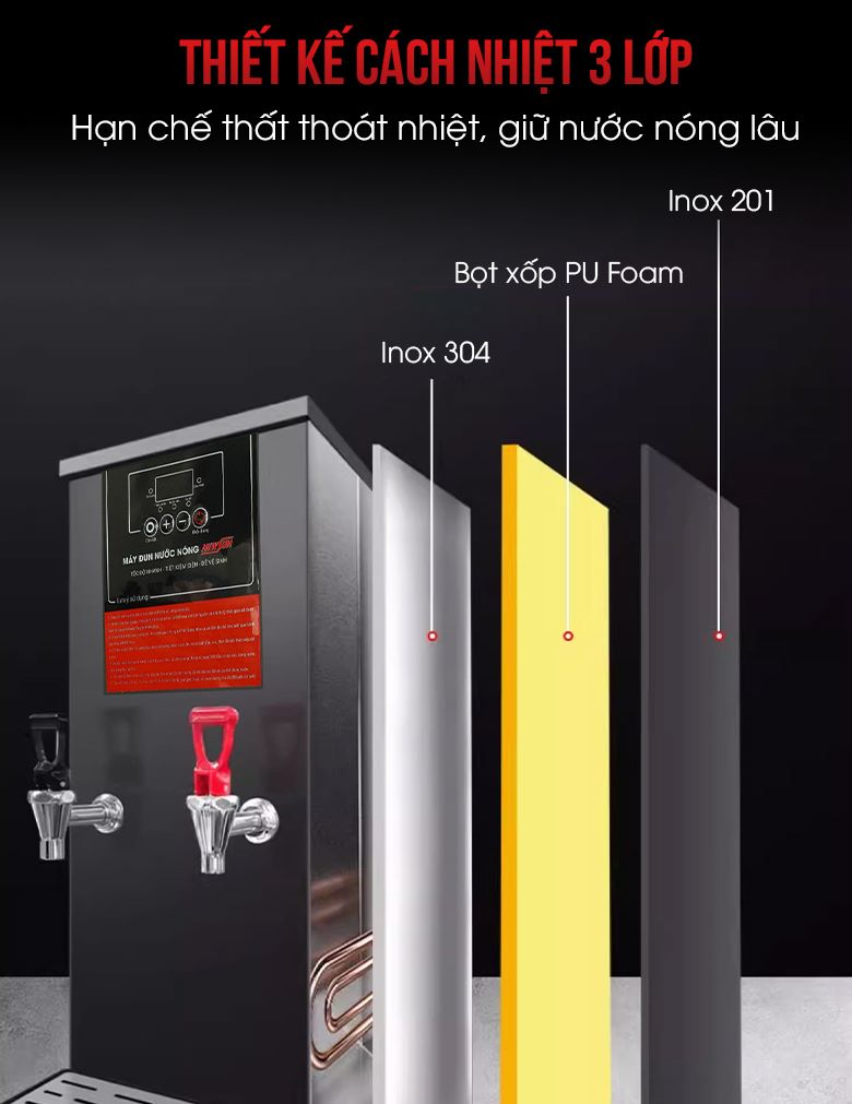 Máy đun nước nóng 25 lít/giờ SW-2 kèm lọc nước (bạc silver/đen titan) NEWSUN - Hàng chính hãng