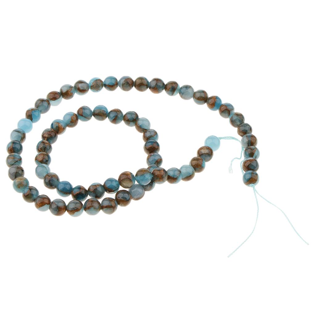 Smooth Polished Natural Blue Crazy Agate Gemstone Beads Findings 6mm