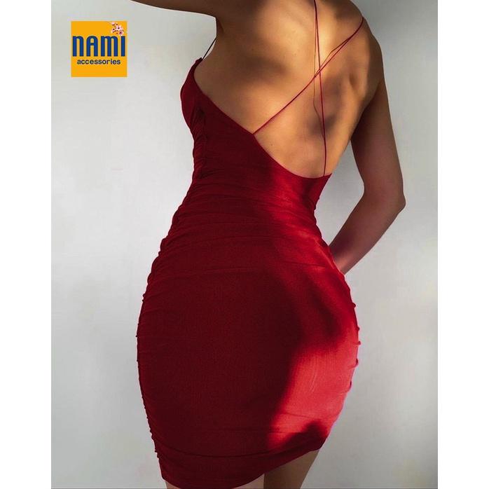 Đầm Ôm Body Ánh Nhũ Nhún Thân Đan Dây Lưng Sexy Cá Tính Siêu Tôn Dáng - ATNU007