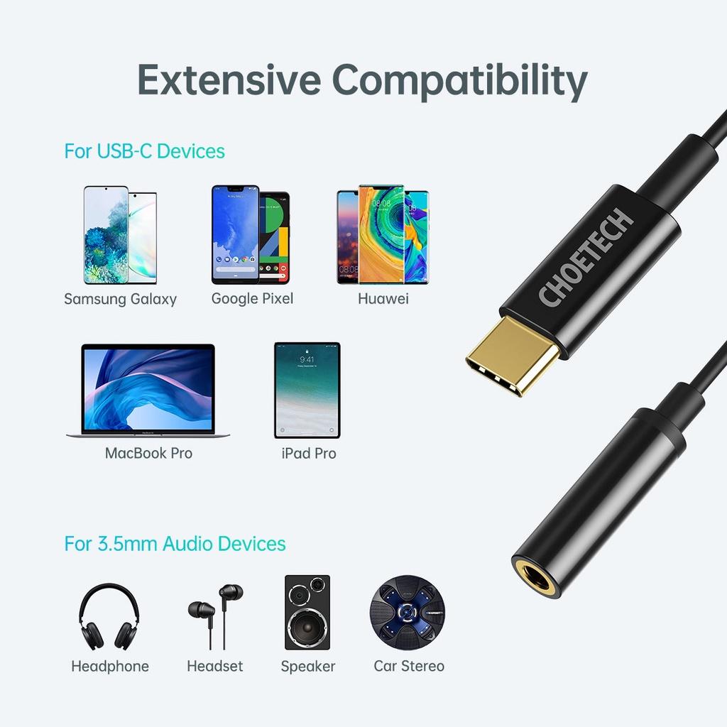 Bộ Chuyển Đổi Tai Nghe USB-C Sang 3,5Mm CHOETECH AUX003- HÀNG CHÍNH HÃNG