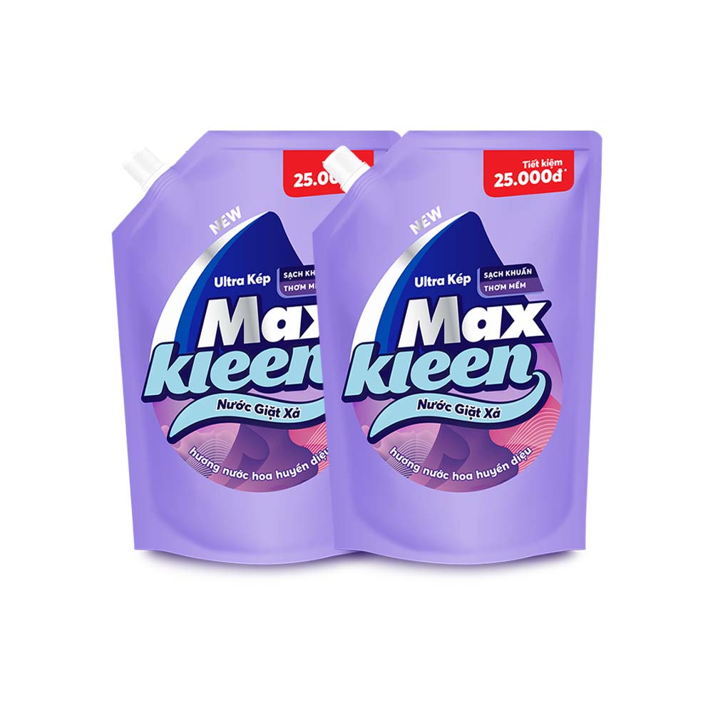 Combo 2 Túi Nước Giặt Xả Maxkleen Hương Nước Hoa Huyền Diệu