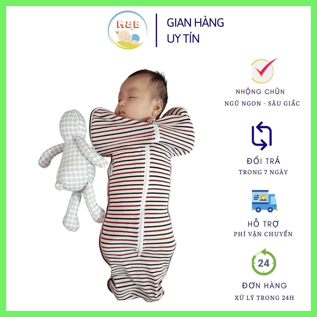 Quấn nhộng chũn sơ sinh giúp bé ngủ ngon sâu giấc chống giật mình – PN06