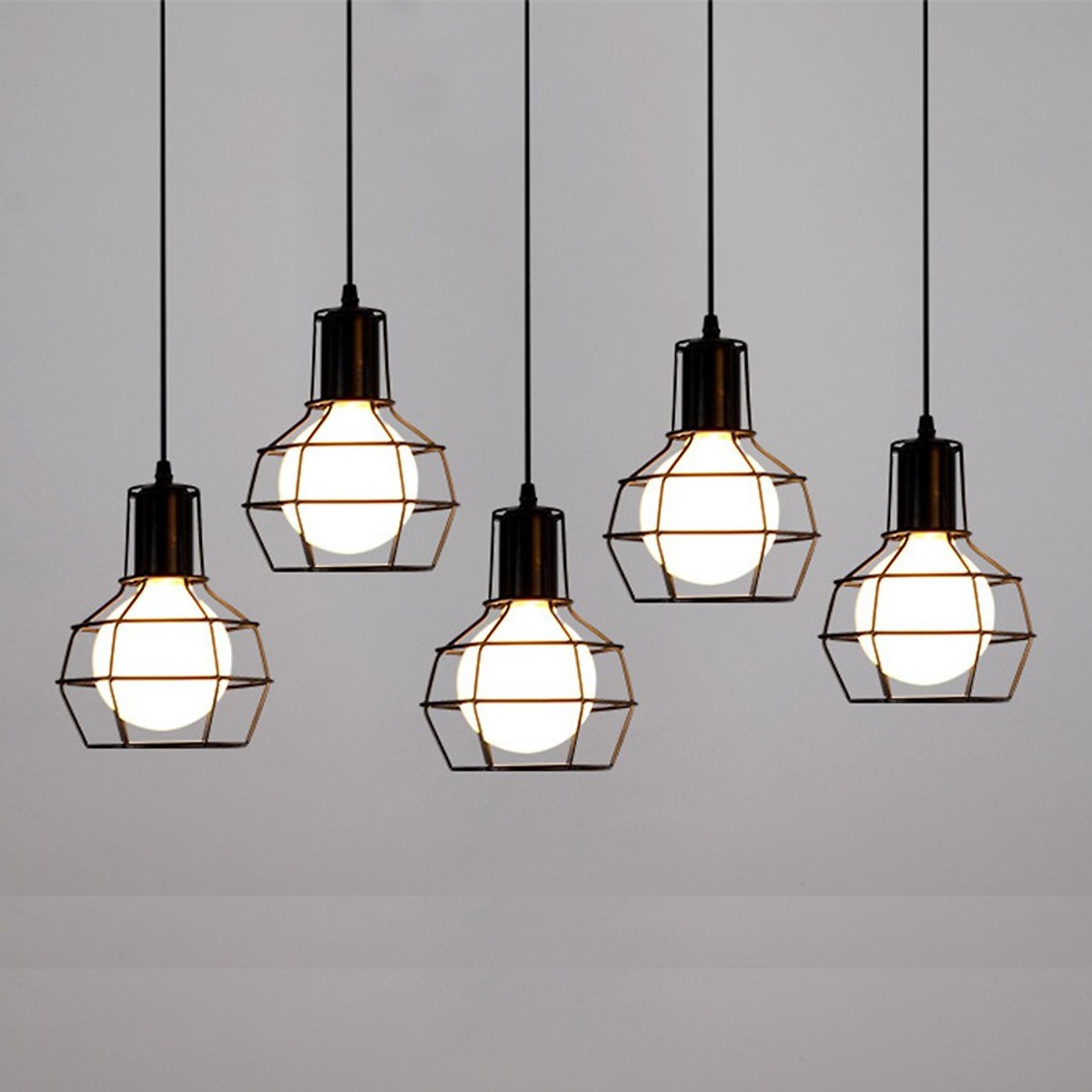 Đèn thả trang trí khung rọ sắt sơn tĩnh điện - kèm bóng LED chuyên dụng - đèn trang trí OPTICAL LAMP