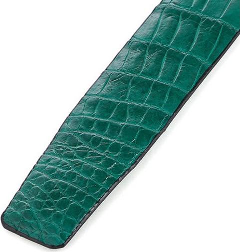 Dây nịt nam da cá sấu Huy Hoàng gai bụng màu xanh lá HT4802