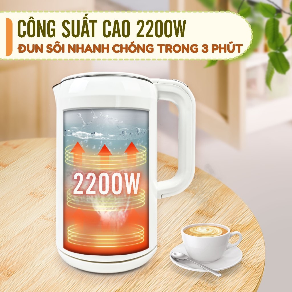 Ấm siêu tốc Sothing Masuto 1,7L MS Nami 2 lớp giữ nhiệt chống bỏng an toàn, inox 304 nguyên khối- Hàng chính hãng