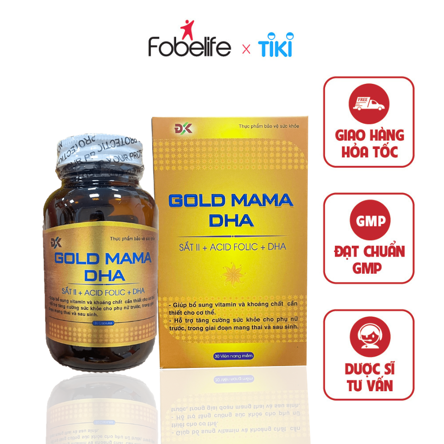 Viên Uống Bổ Sung Sắt Canxi Vitamin Cho Phụ Nữ Mang Thai Gold Mama DHA