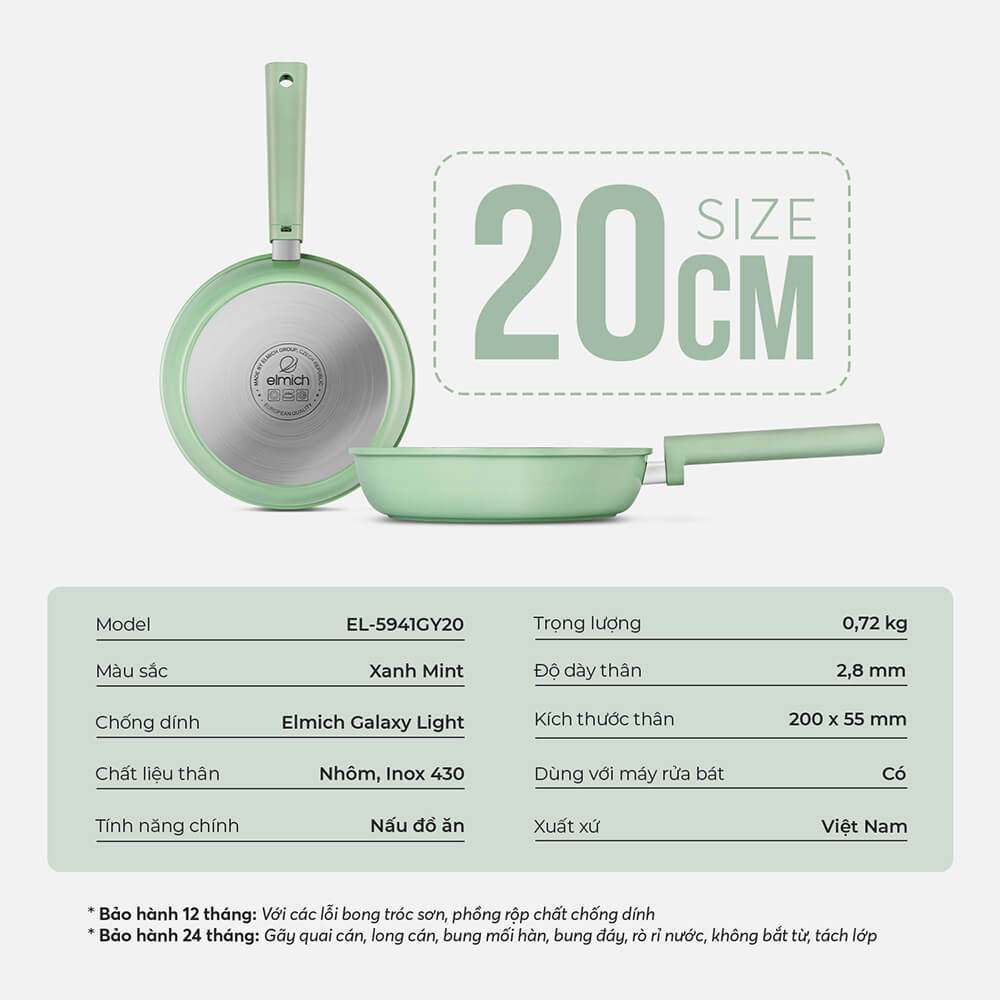 Chảo Chống Dính Siêu Bền Elmich Hera II EL-5941 Nhiều Size, Hàng Chính Hãng, Dùng Mọi Bếp - JoyMall