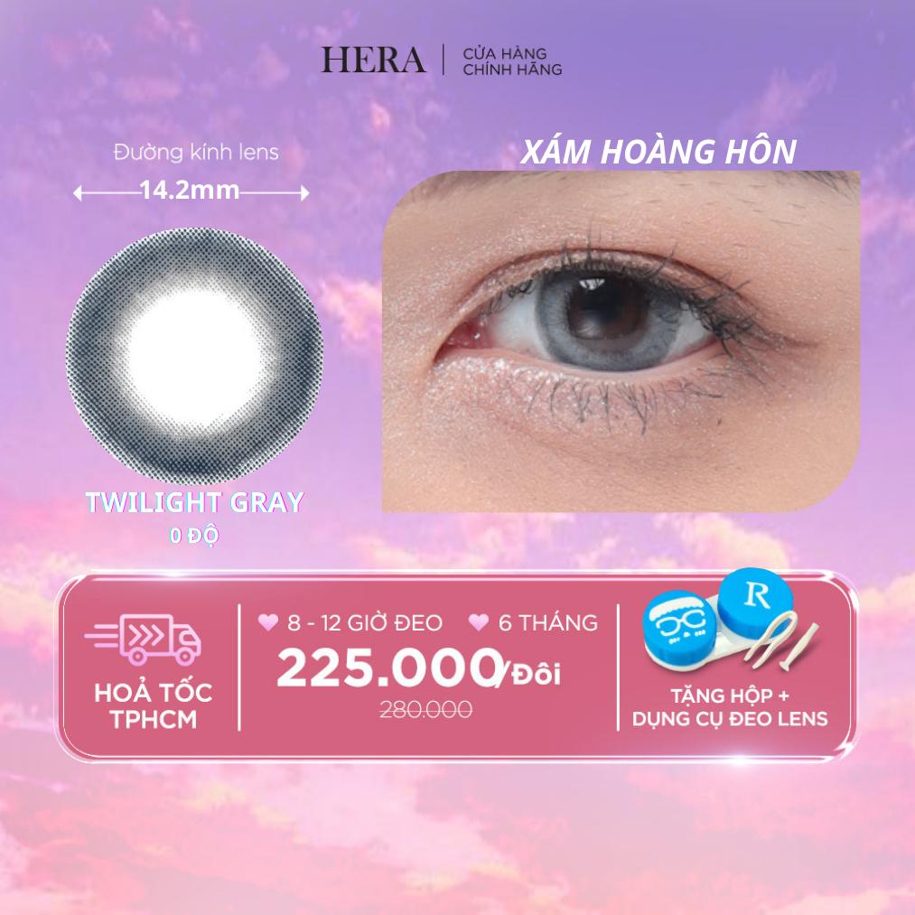 Kính Áp Tròng Hera Xám Hoàng Hôn 0 - 6 Độ TWILIGHT GRAY Nhập Khẩu Hàn Quốc Lens Cận 6 Tháng