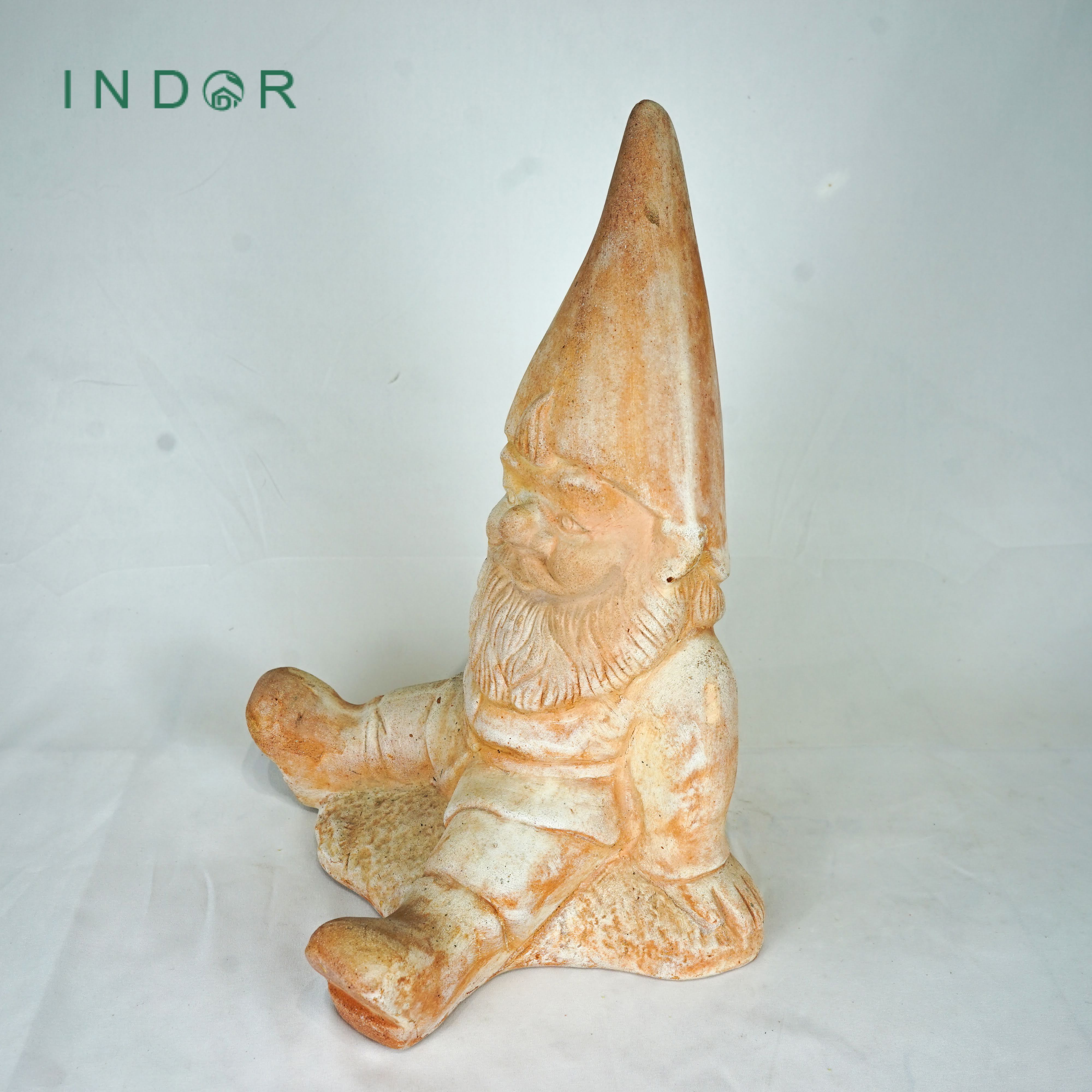 Tượng ông già Noel dáng ngồi size L trang trí Noel Tượng đất nung terracotta Tượng decor nội ngoại thất