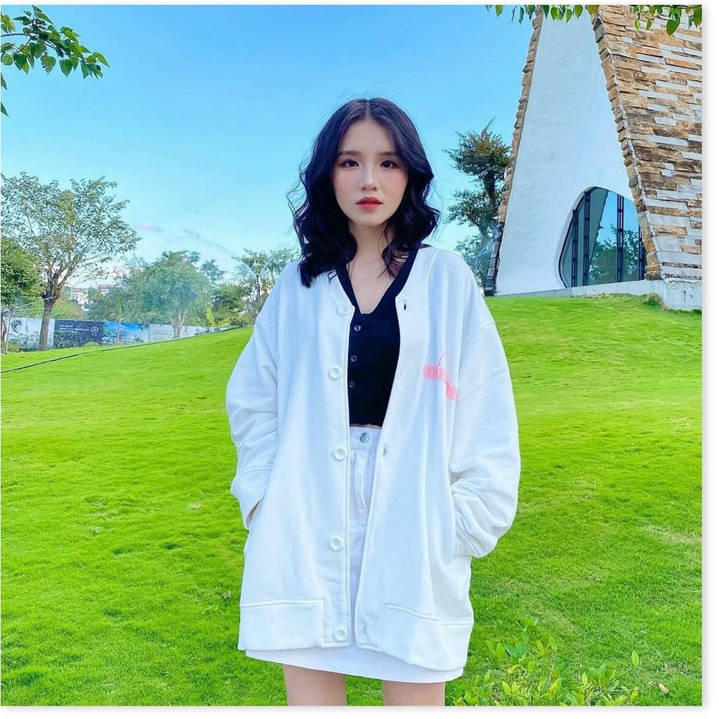 Áo khoác nỉ cardigan form rộng nút