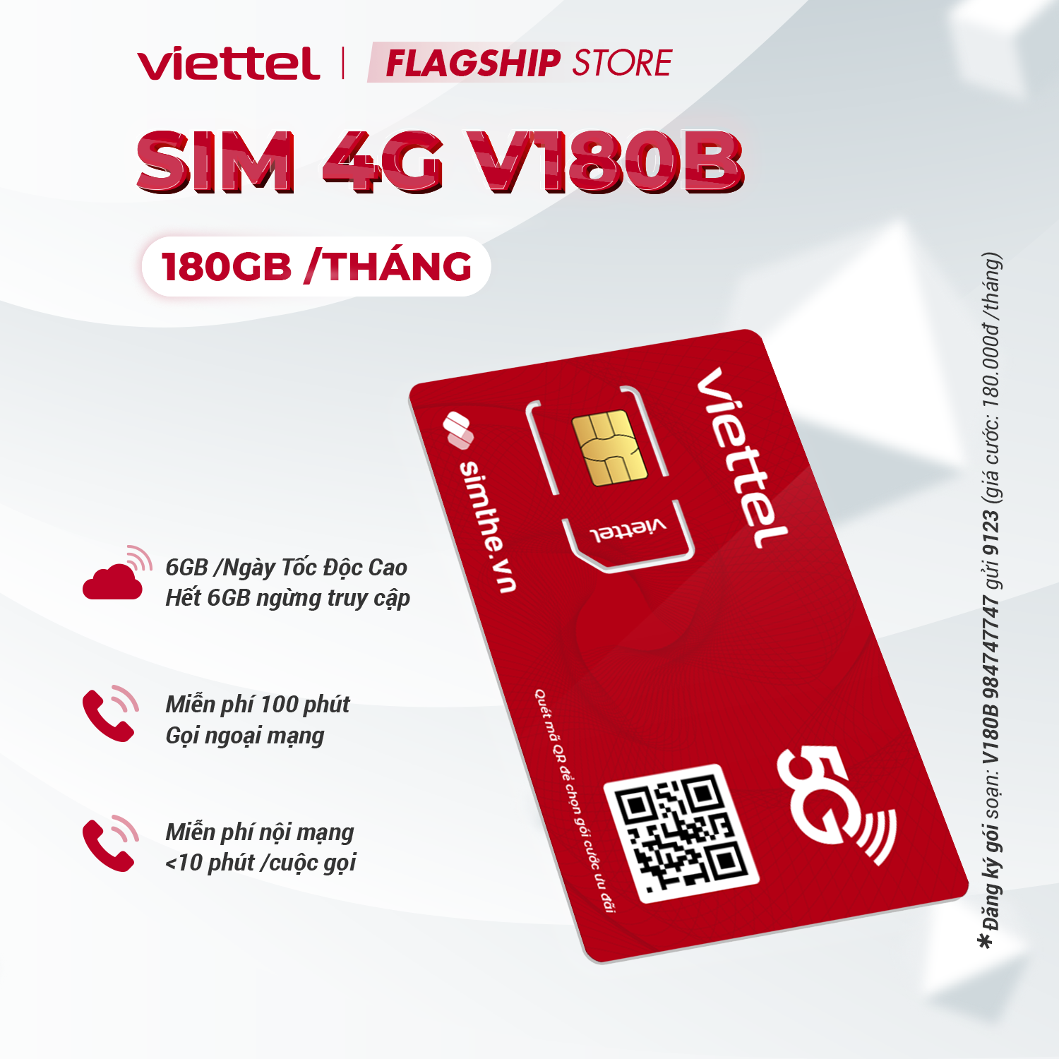 Sim Viettel V160B - V180B - V200B Data 8GB/Ngày - 240GB/Tháng Tốc Độ Cao. Miễn Phí 100P Ngoại Mạng + 1 Tỷ Phút Nội Mạng. Dùng Toàn Quốc Không Khoá Zone. Được Bán Tại SimTheVN - Hàng Chính Hãng