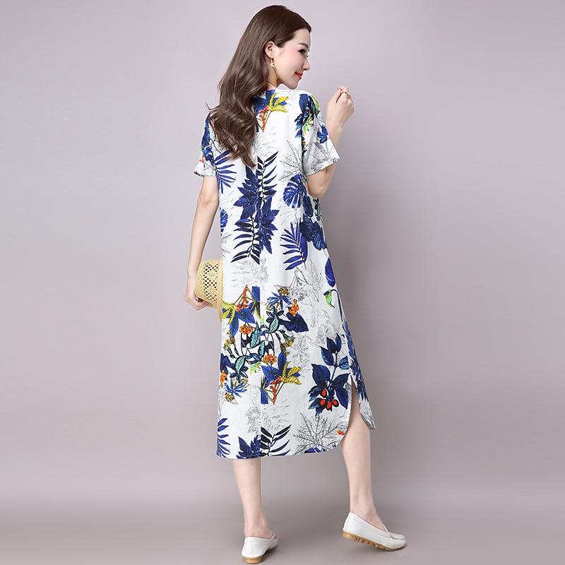 Đầm suông nữ thiết kế xẻ tà form rộng in hoa đẹp Ah149