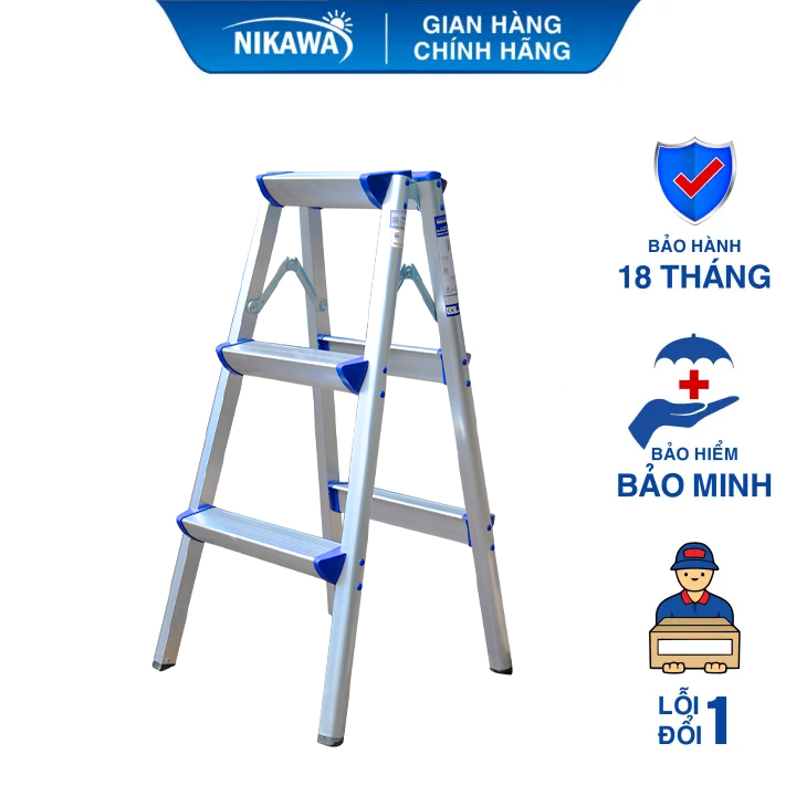 Thang Nhôm Gấp Chữ A , Siêu Nhẹ , chính hãng Nikawa,  NKD 3,4,5 bậc ( 75cm-125cm)