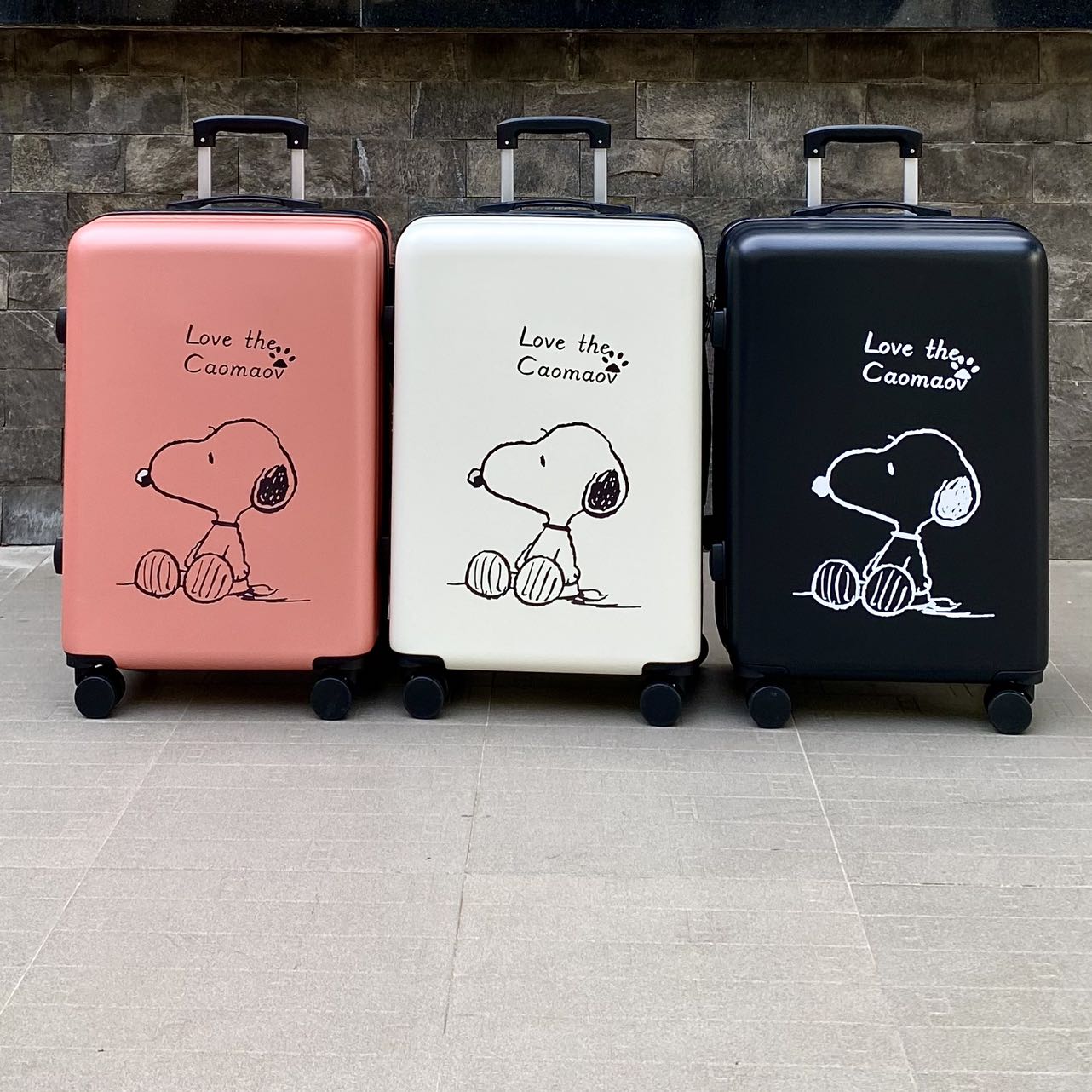 HÌNH THẬT_Du Lịch Tay Kéo In Hình Chú Chó Snoopy Siêu Cute 4 Bánh Xe Xoay 360 Độ Chất Liệu Nhựa Nhám PC+ABS Dày Dặn Hàng Sẵn Kho Đủ Size 20/24/26 inch
