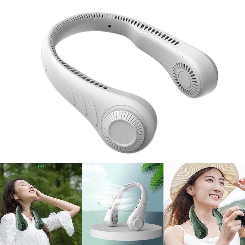 Quạt Đeo Cổ Không Cánh Xoay 360 Độ Màu Xanh Lá Tiện Dụng