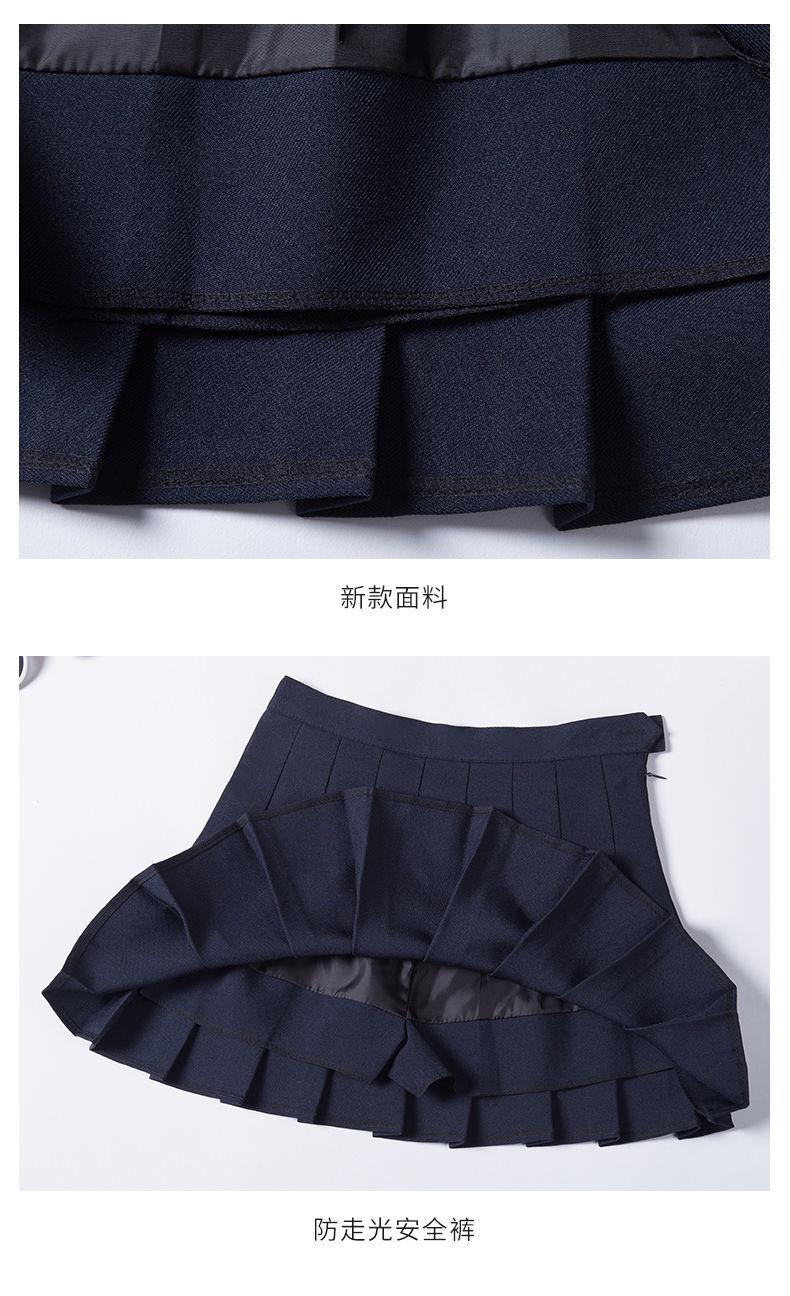 SHUANGYAN Váy xếp nếp nữ xuân hạ váy ngắn màu đen âu phục sinh viên ngắn eo cao chữ A lộ ra gầy nửa người váy