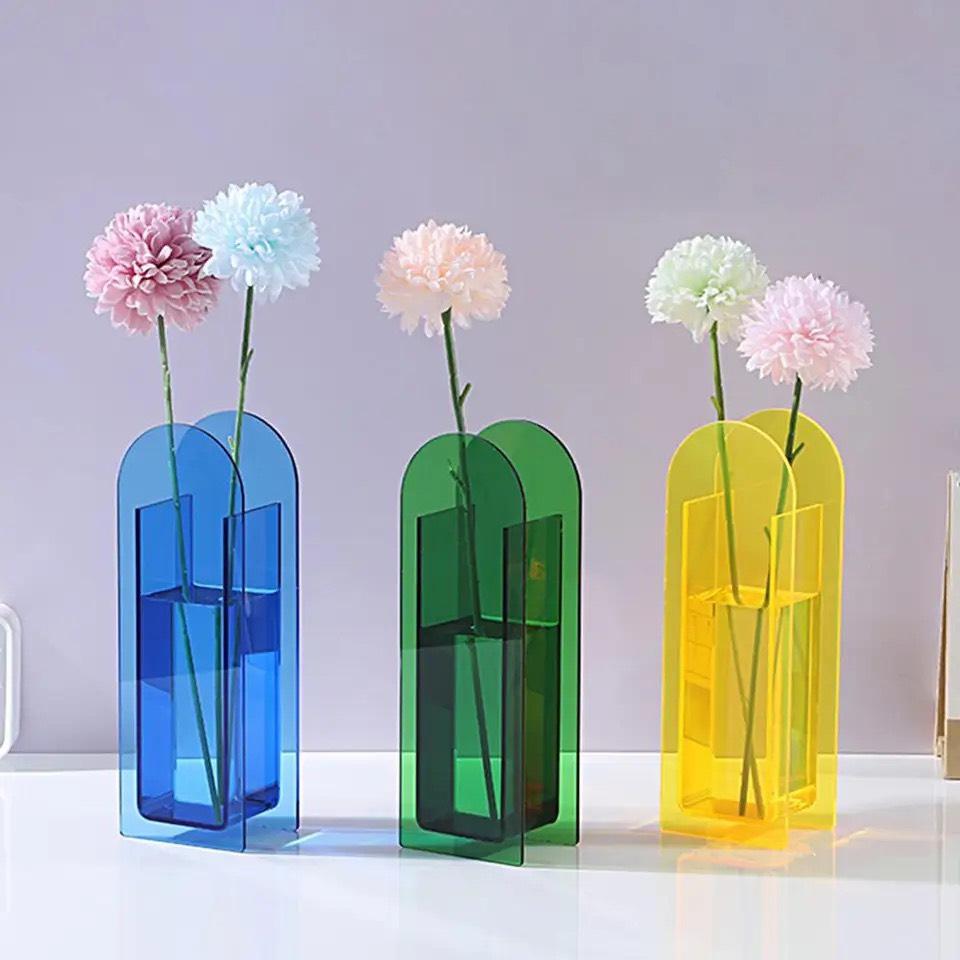 Hàng cao cấp, Bình Hoa Mica để bàn, Lọ hoa mica, trang trí văn phòng, tiệc cưới, trang trí nhà cửa, nhiều màu sắc