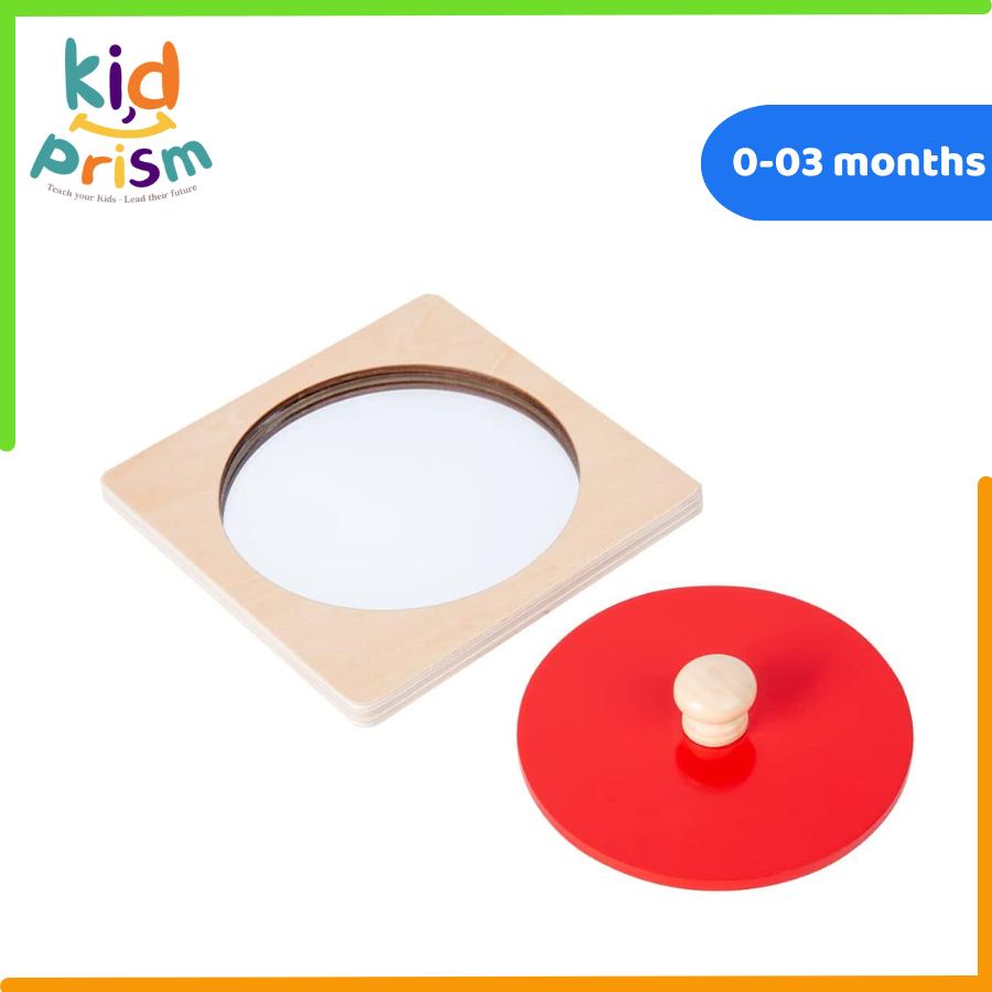 Đồ chơi giáo dục - Gương Montessori chất liệu gỗ &amp; kính an toàn dành cho trẻ từ 0-03 tháng