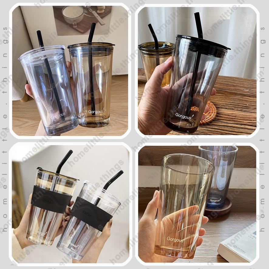 Ly , cốc thủy tinh đựng nước có nắp đậy kín mang đi 450ml