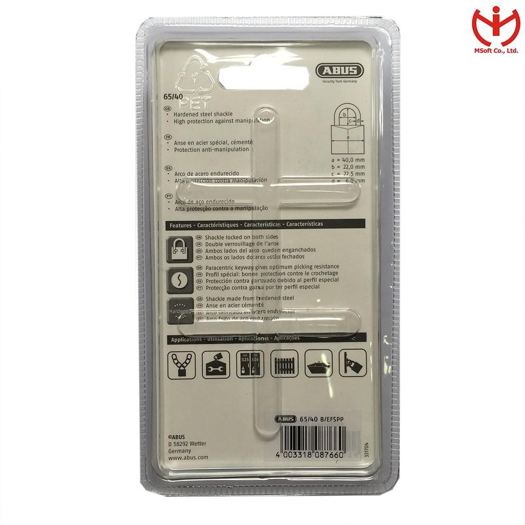 Ổ khóa ABUS 65/40 thân đồng rộng 40mm 3 chìa răng - MSOFT