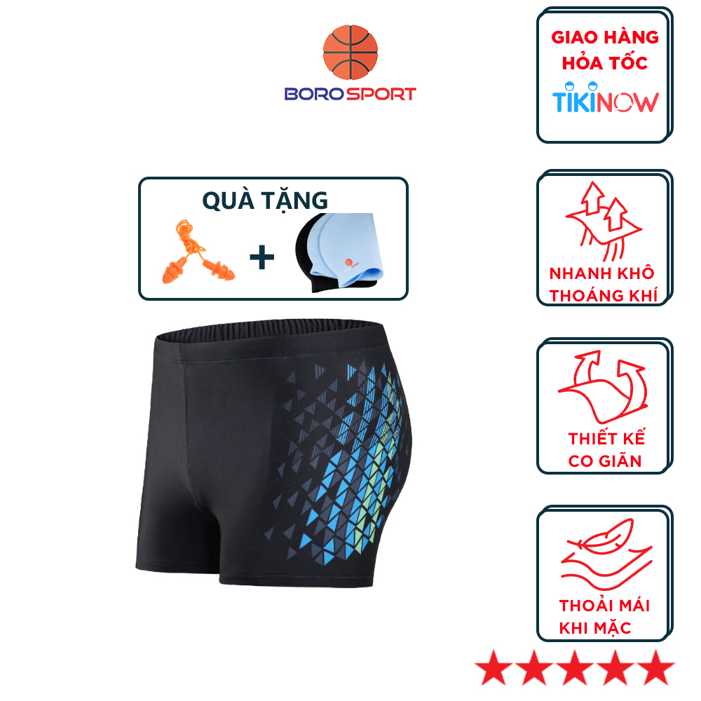 Quần bơi nam Boxer YESURE Diamon Chất liệu polyester Spandex cao cấp , chống thấm , nhanh khô form Fitness thời trang - Hàng Chính Hãng