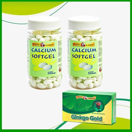 Combo 2 chai TPCN bổ xương bổ sung Calcium ( canxi) và Vitamin D3- Calcium softgel – Robinson Pharma Usa-Chai 100 viên-tặng 1 hộp tuần hoàn não GINKGO GOLD h/30v