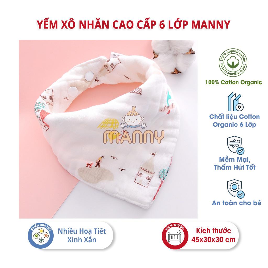 Yếm Xô Nhăn 6 Lớp Cho Bé Manny Mềm Mại, Thoáng Mát, Thấm Hút Tốt, Yếm Xô Cho Trẻ Sơ Sinh