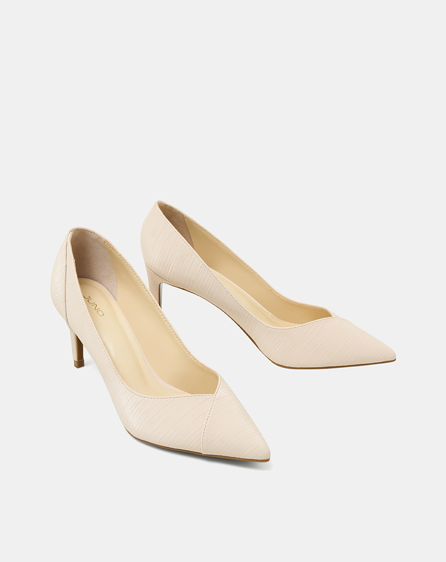 Giày Cao Gót Nữ 7cm Thời Trang JUNO Giày Cao Gót Pump Gót Thanh Phối 2 Loại Si CG07156