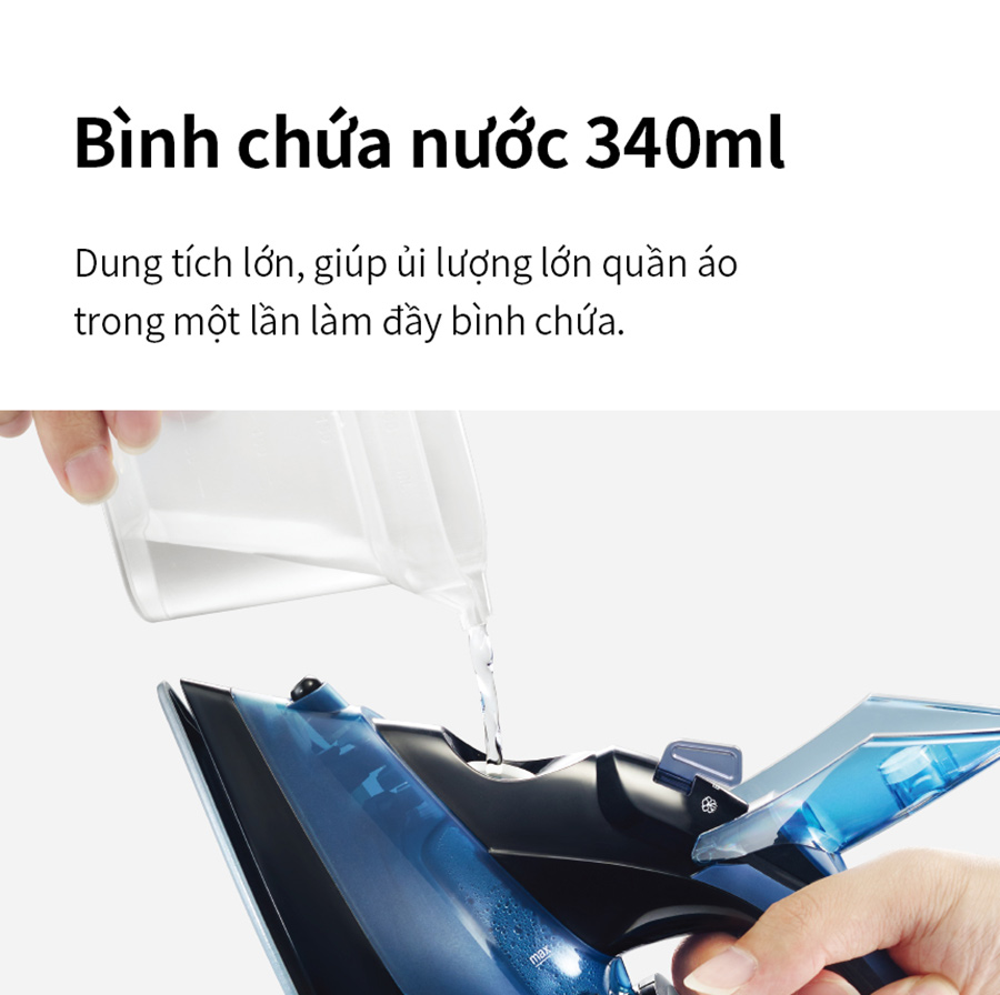 Bàn ủi hơi nước ENI362BLU LocknLock - Dung tích 340ml - 220-240V, 50/60Hz, 2000-2400W - Hàng chính hãng