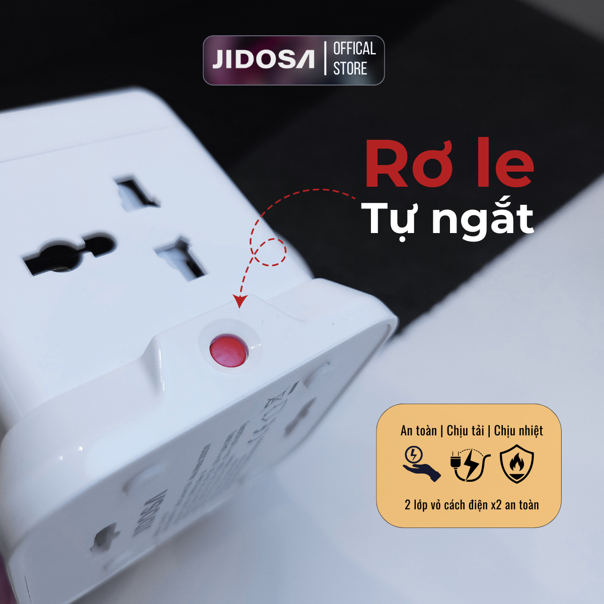 Ổ Cắm Điện JIDOSA Tích Hợp Ổ USB Và Type C Hình Tháp Đa Năng Công suất 3000w Thiết Kế Thông Minh