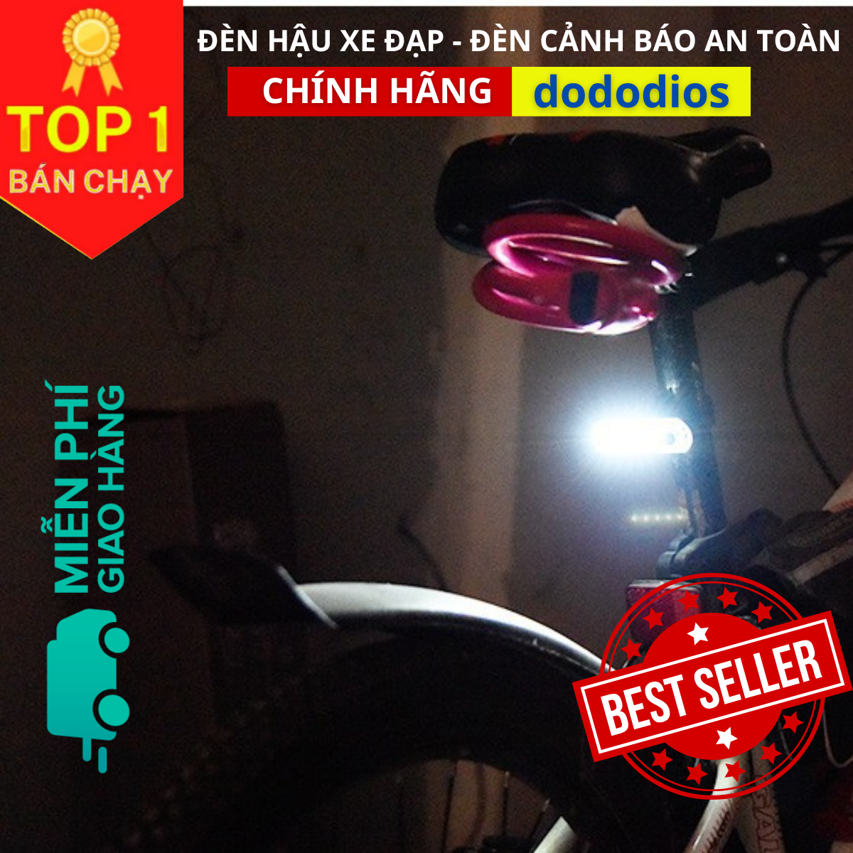 Đèn hậu xe đạp cảnh báo gắn đuôi xe thể thao pin sạc usb 5 bóng Led 7 chế độ nháy siêu sáng chống nước