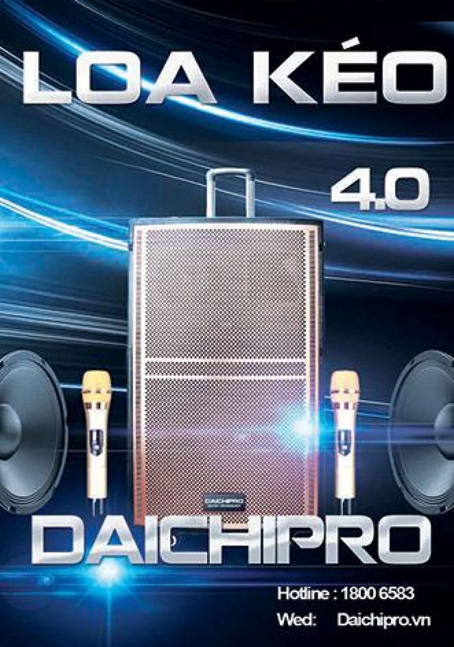 Loa Kéo Di Động Karaoke Bass 40 Daichipro DCP-15A (800W) 4 Tấc - Chính Hãng