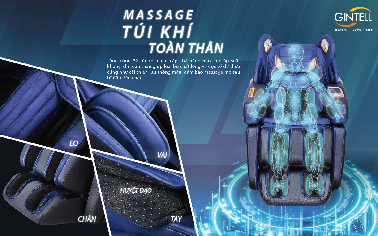 Ghế Massage GINTELL - S7 SUPERCHAIR Chính Hãng | 3 năm bảo hành chính hãng