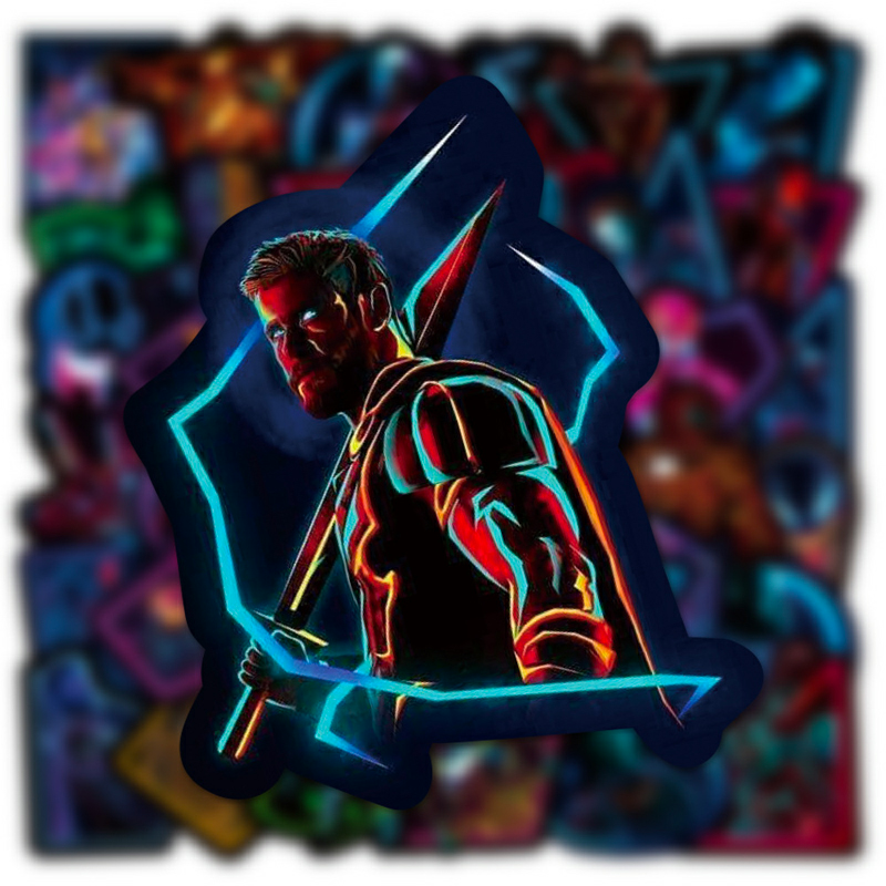 Sticker Marvel Neon siêu anh hùng Dán Vali, Mũ Bảo Hiểm, Laptop, Guitar, Ván Trượt