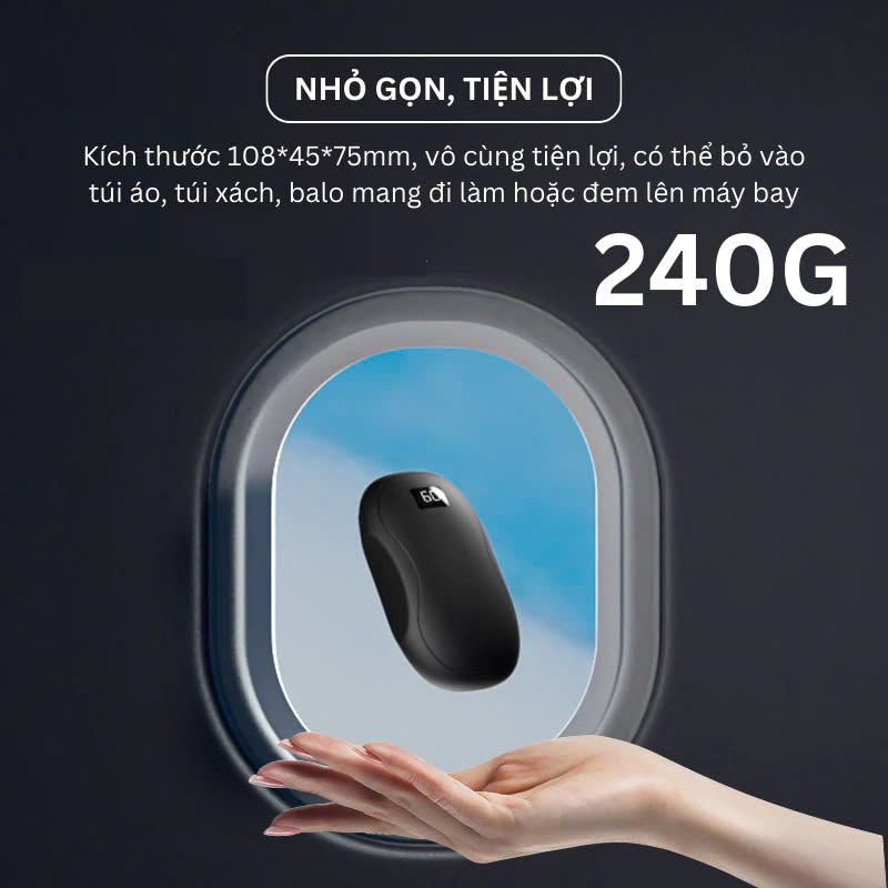 Máy Sưởi Ấm Mini Cầm Tay Kết Hợp Sạc Hiển Thị Đèn LED 3 Mức Nhiệt Và % Pin Văn Phòng Du Lịch Dã Ngoại Phượt - Hàng Nhập Khẩu