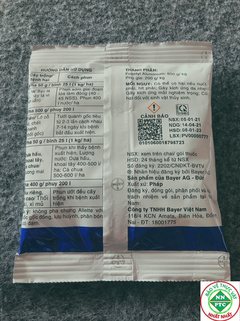 Chế phẩm trừ nấm bệnh cao cấp Aliette 800Wg gói 100g