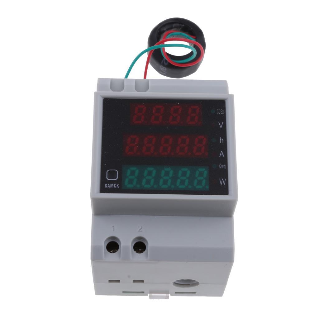 2pcs 80-300V D52-2047 LED Digital Din Rail Voltage Power Ammeter Voltmeter