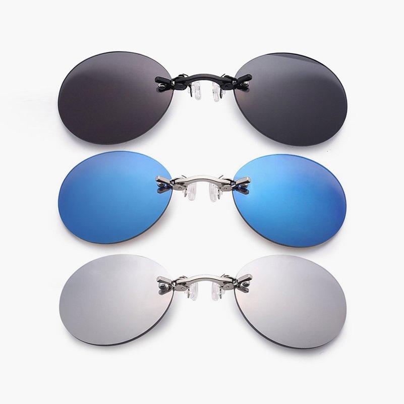 Kẹp Trên Mũi Kính Tròn Không Gọng Ma Trận Morpheus Kính Mát Mini Khung Vintage Nam Kính Mắt UV400 Có Hộp