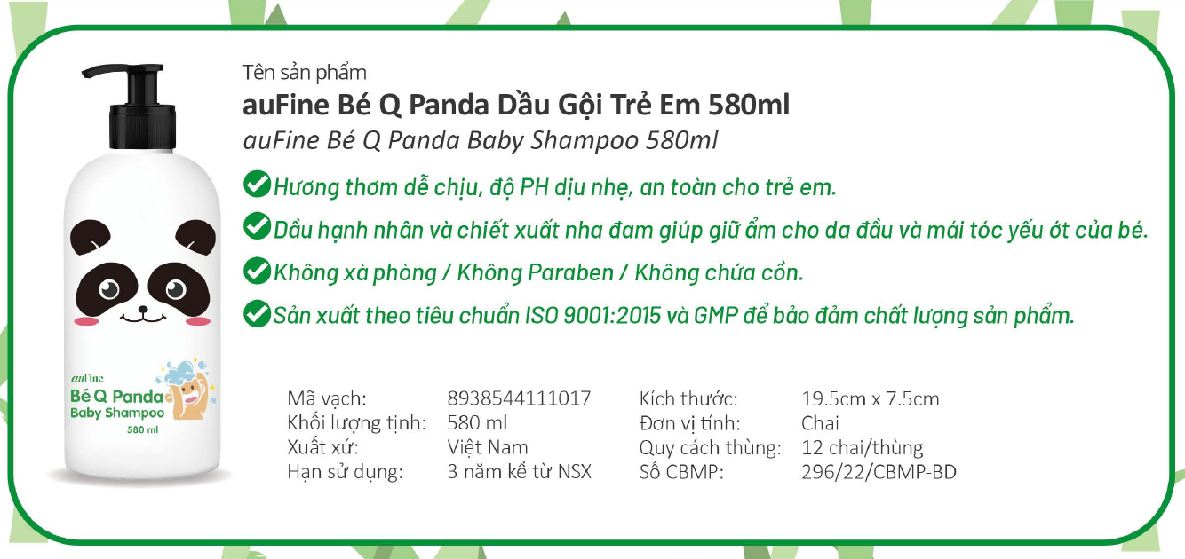 auFine Bé Q Panda Dầu gội trẻ em 580ml