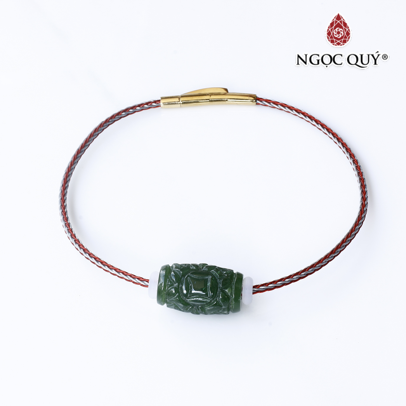 Vòng dây thép lu thống ngọc bích 17.5 x10mm mệnh hỏa, thổ - Ngọc Quý Gemstones