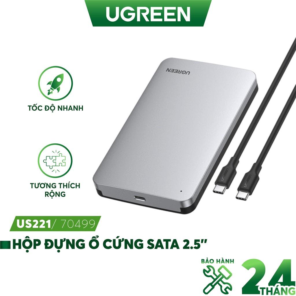 Hộp đựng ổ cứng 2.5 inch SSD, HDD hỗ trợ 6TB,chuẩn SATA UGREEN US221 vỏ nhựa ABS - Hàng chính hãng