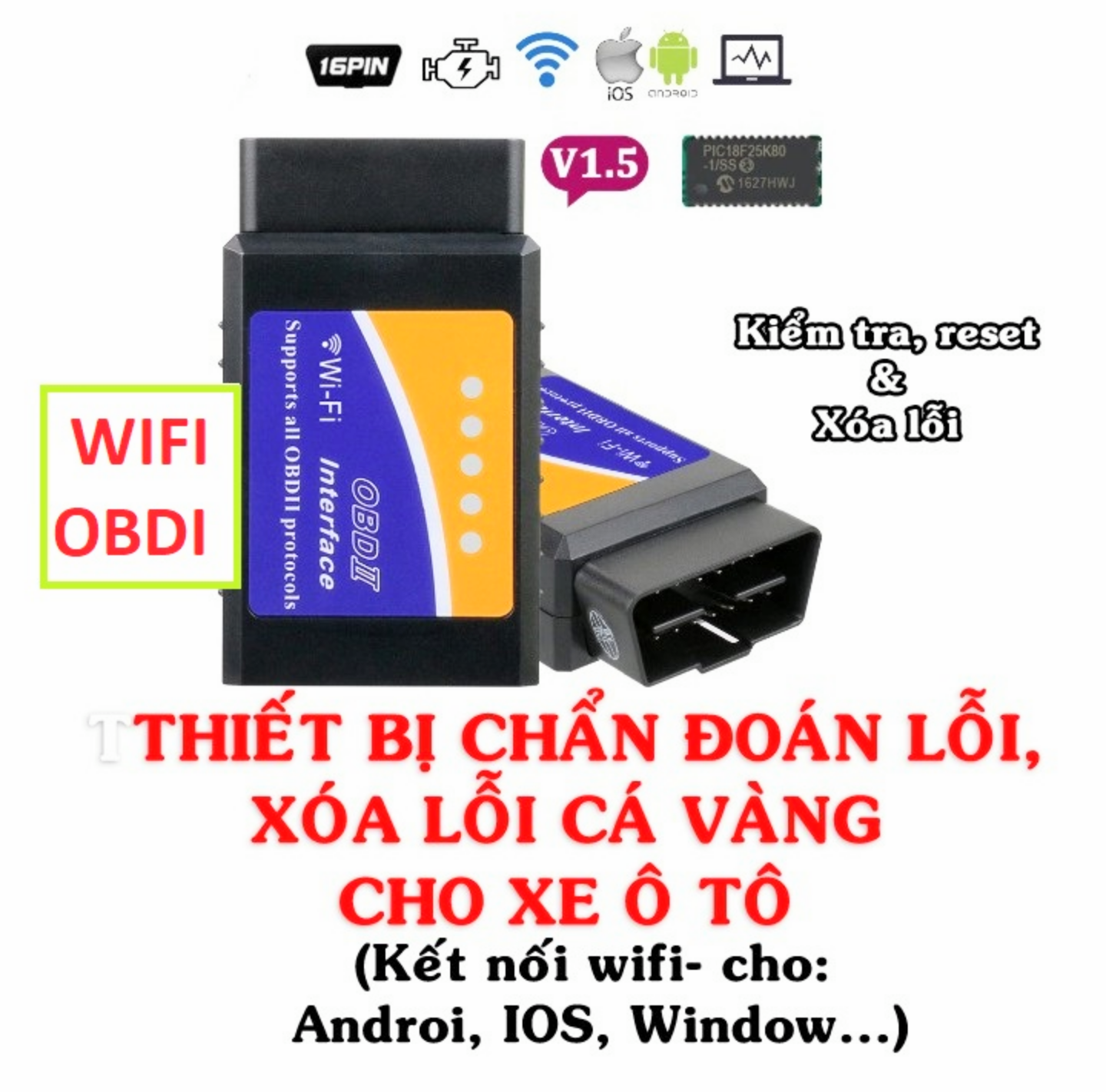 HỘP CHÍP BÁO LỖI XÓA LỖI CHUẨN ĐOÁN LỖI TRÊN XE HƠI ÔTÔ WIFI CẮM CỔNG OBD2 ELM327 TIỆN DỤNG HÀNG CHUẨN CHẤT LƯỢNG