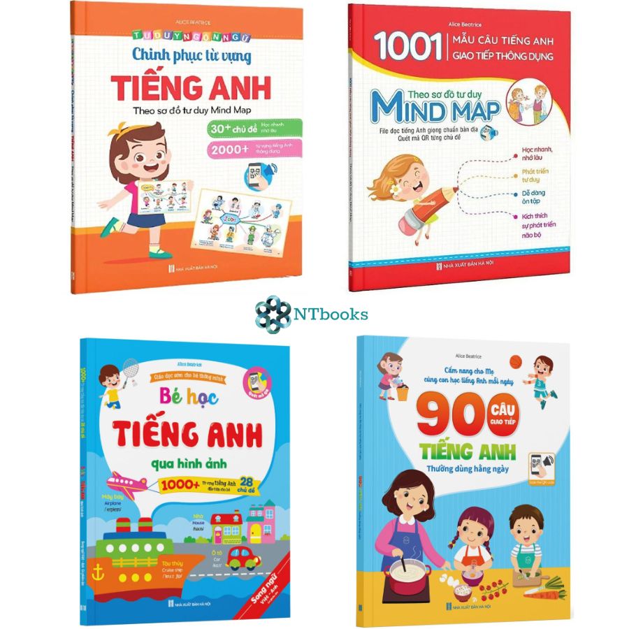 Combo 4 cuốn Bé học từ vựng tiếng Anh