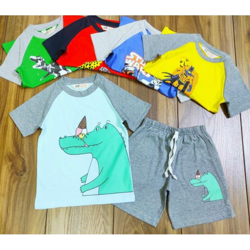 Bộ Cộc Tay Bé Trai Xuất Khẩu Cotton 10-25kg