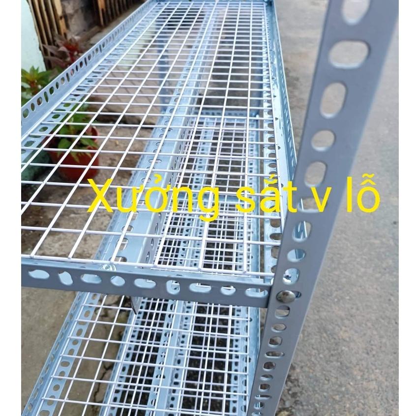 Kệ sắt v lỗ ( vỉ lưới sắt ô vuông) Rộng 40cm x Dài 1,2M ( Cao từ 60cm đến 1,5M) Nhiều tầng kệ