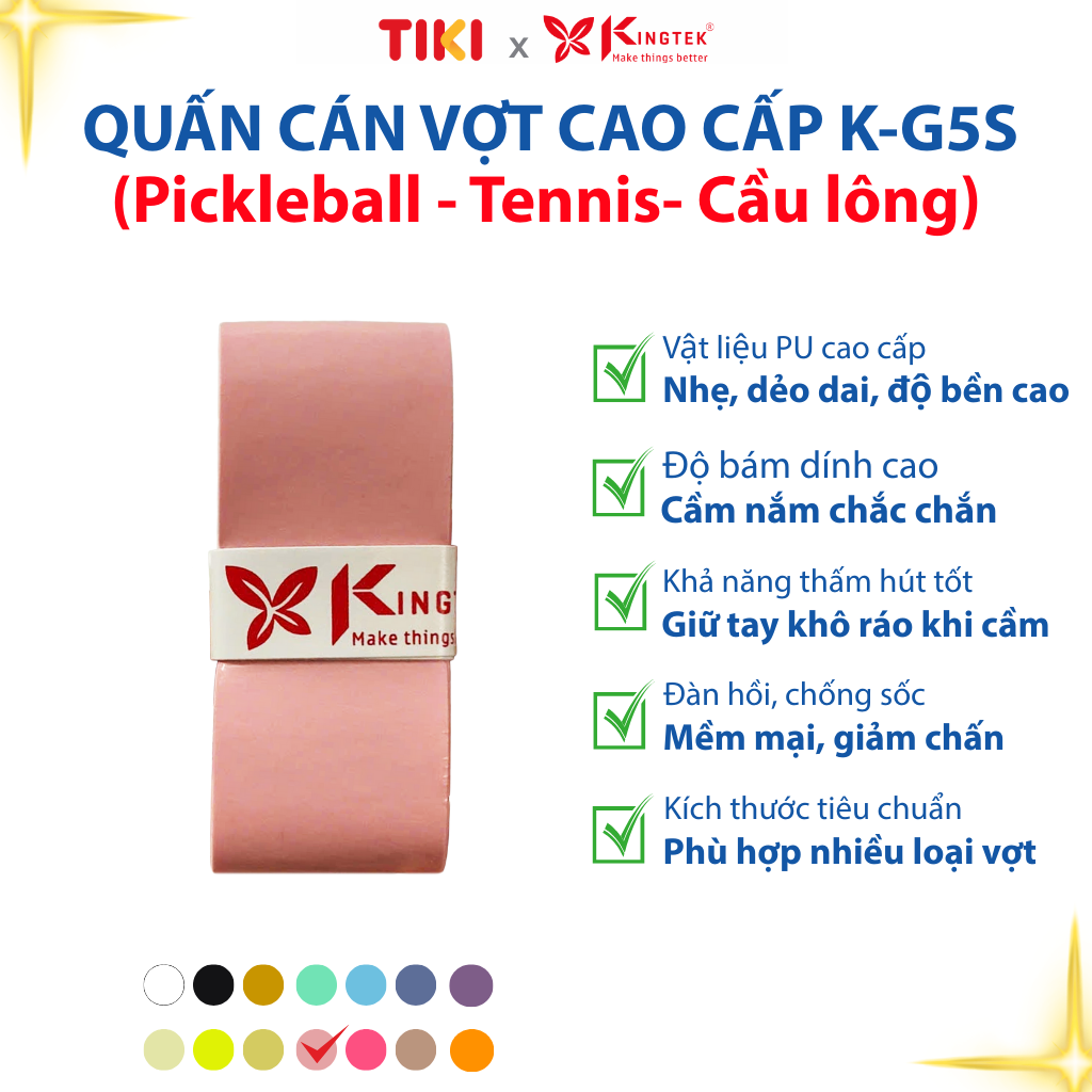 Quấn Cán Vợt KINGTEK K-G5S | Overgrip Cao Cấp Cho Pickleball  - Cầu Lông - Tennis | Êm Tay – Chống Trượt – Hút Mồ Hôi - Tùy chọn