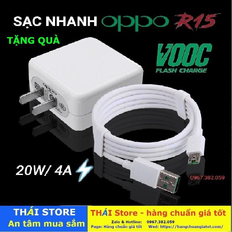 Bộ sạc Siêu nhanh dành cho OPPO R15 chính hãng, công suất 20W - VOOC 3.0, chân USB to Micro (mã SA08)- Bảo hành 6 tháng