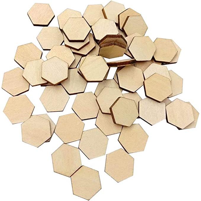 Set 100 Miếng Gỗ Lục Giác Bằng Gỗ Plywood Dày 3mm Size 1,2,3,4,5cm